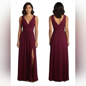 LULUS BURGUNDY SIDE SLIT DRESS SIZE MEDIUM